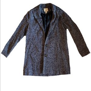 Forever 21 LA Dark Blue White Wool Long Coat